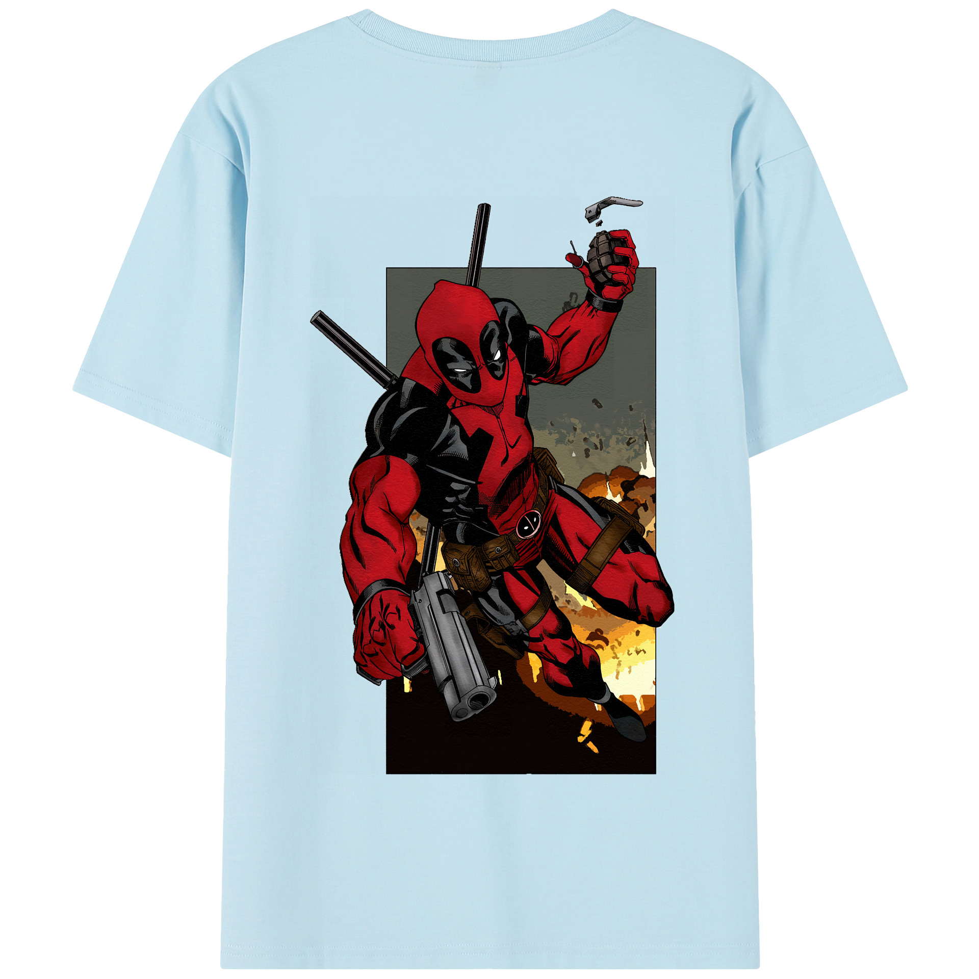 （画像用） Deadpool デッドプール 綿100％半袖Tシャツ（背面プリント）